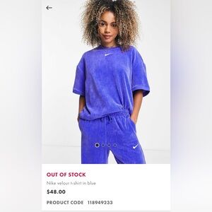 Nike velour t-shirt women’s XXL